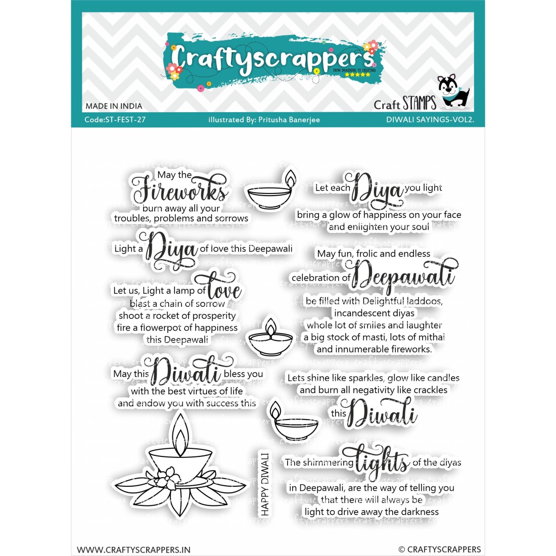 Craftyscrappers Stamps- DIWALI SAYINGS-VOL2